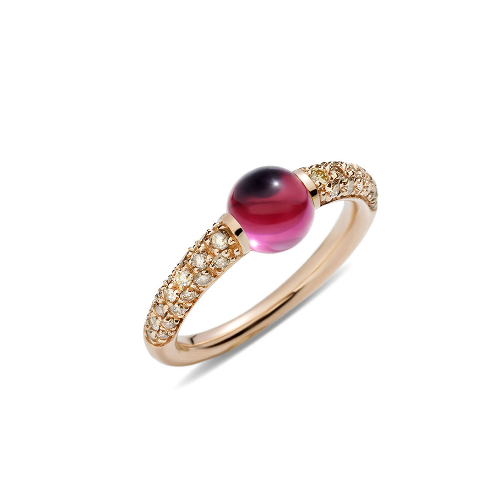 Pomellato M&#8217;ama Non M&#8217;ama Cabochon Rhodolite &#038; Diamond Dress Ring