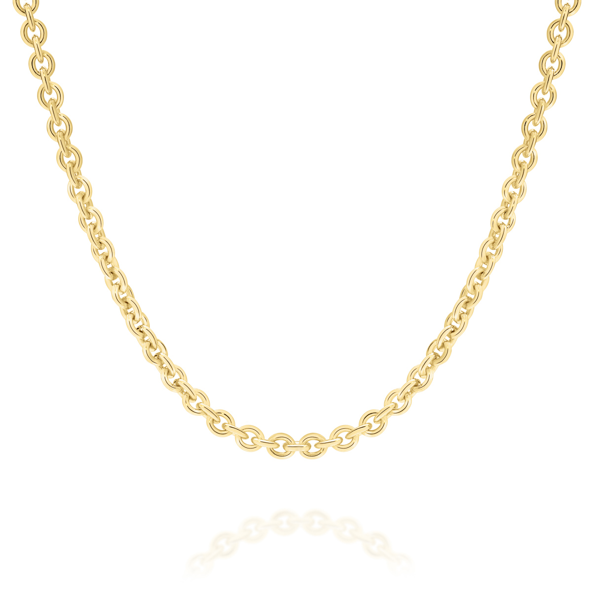 18K Yellow Gold Oval Link Polished Finish Chain &#8211; Medium