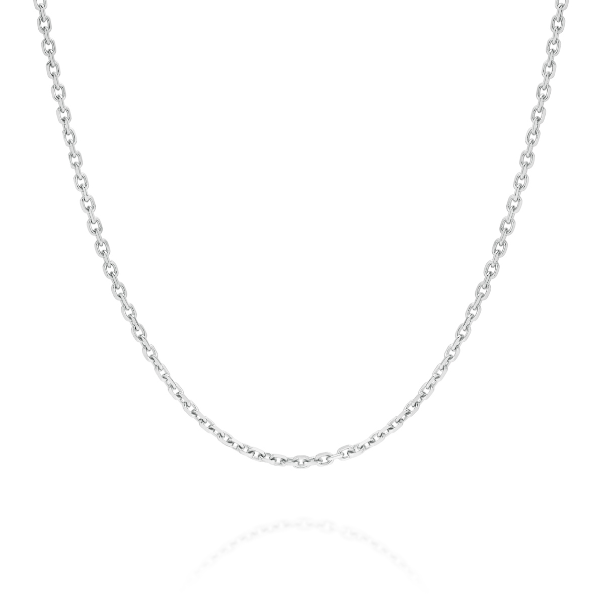 18K White Gold Oval Link Diamond Cut Chain &#8211; Petite