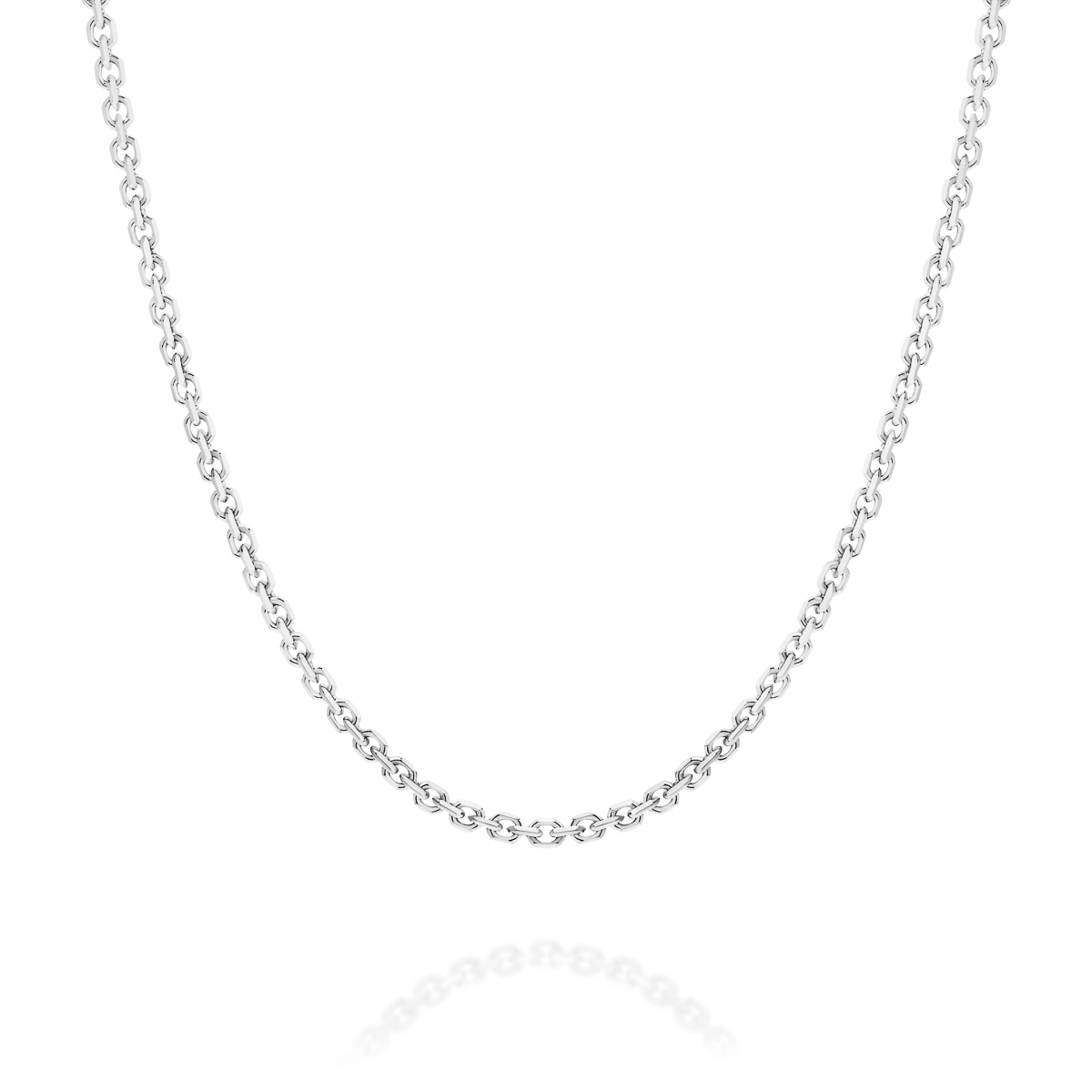 18K White Gold Oval Link Diamond Cut  Chain &#8211; Small