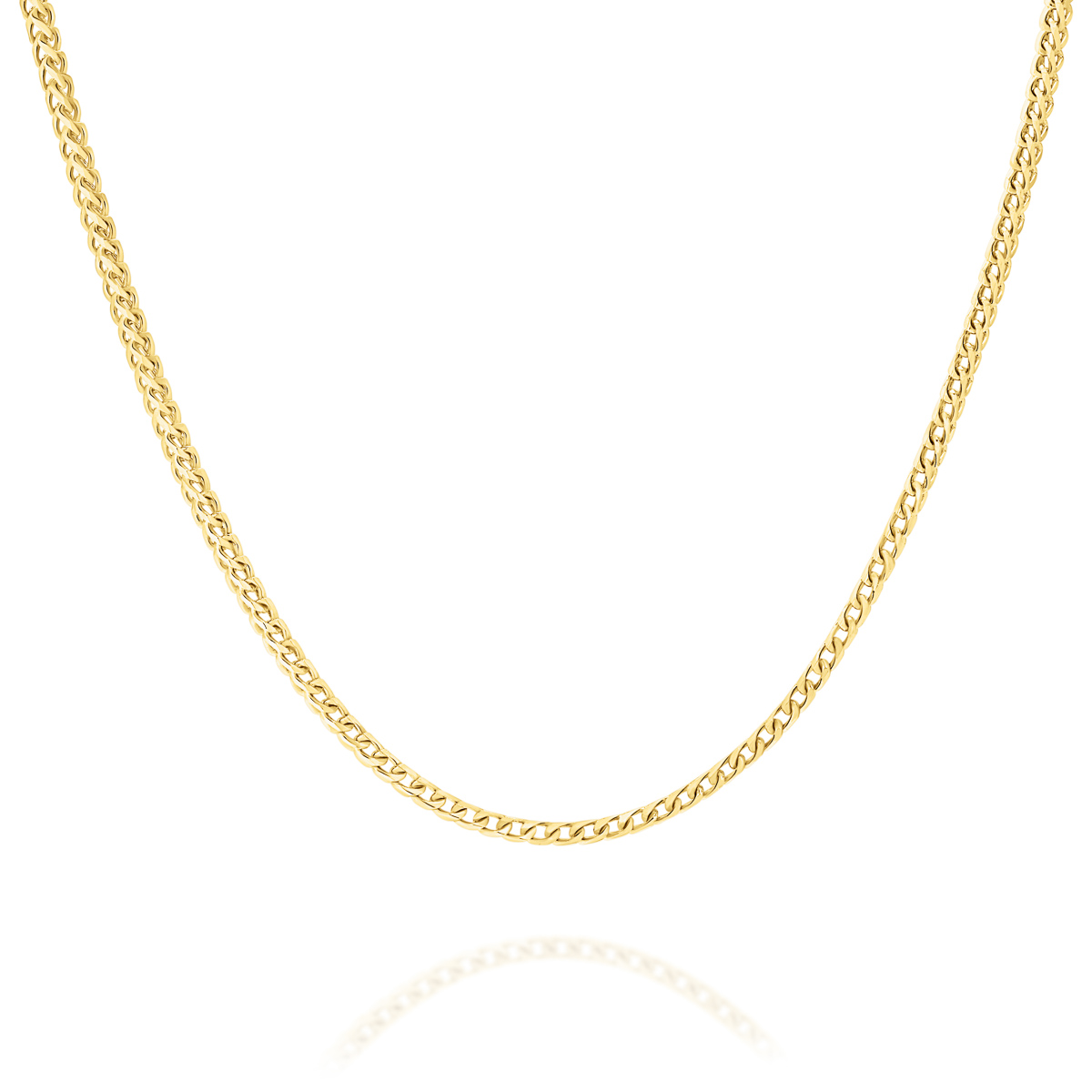 18K Yellow Gold Wheat Link Polished Finish Chain &#8211; Small