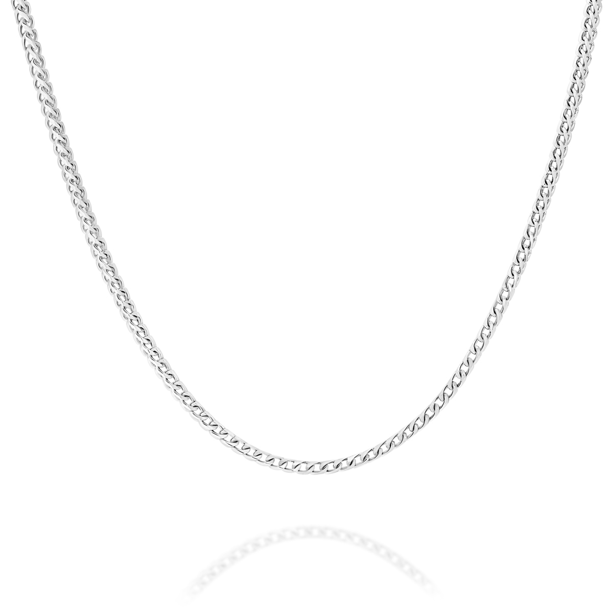 18K White Gold Wheat Link Polished Finish Chain &#8211; Small