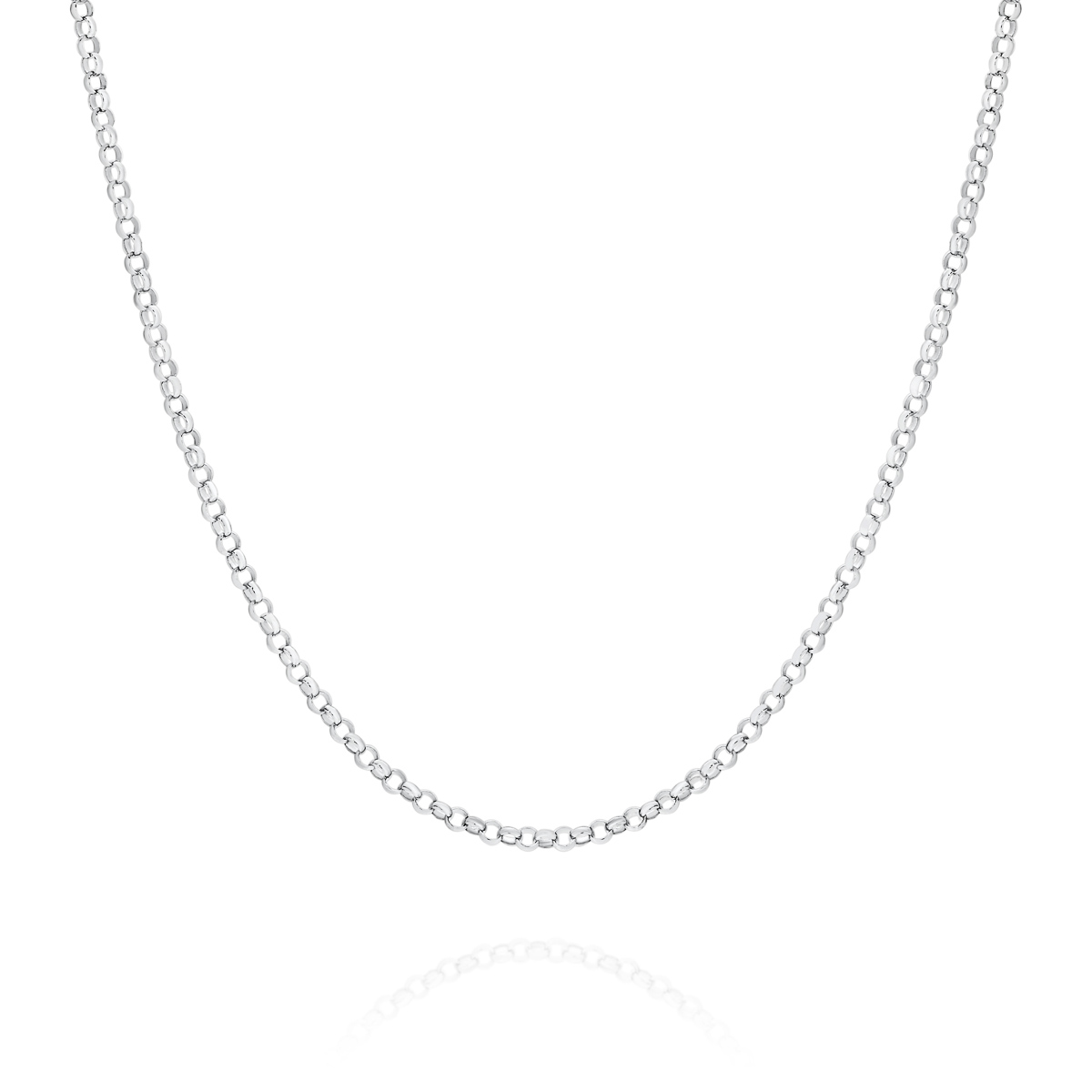 18K White Gold Belcher Link Polished Finish Chain &#8211; Medium