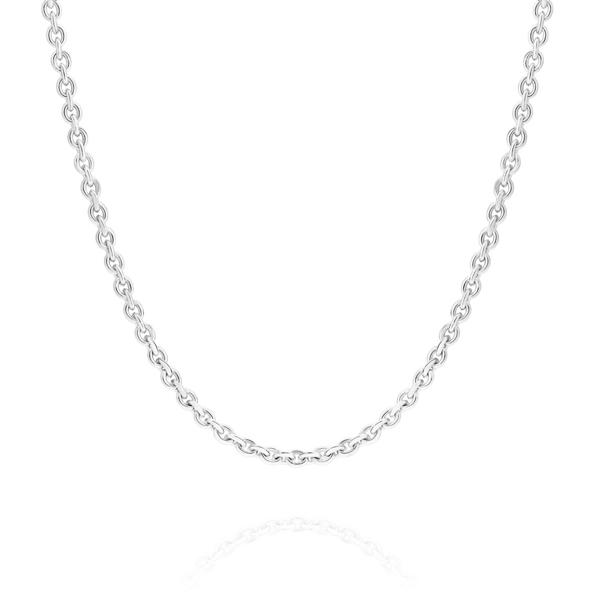 18K White Gold Oval Link Polished Finish Chain
