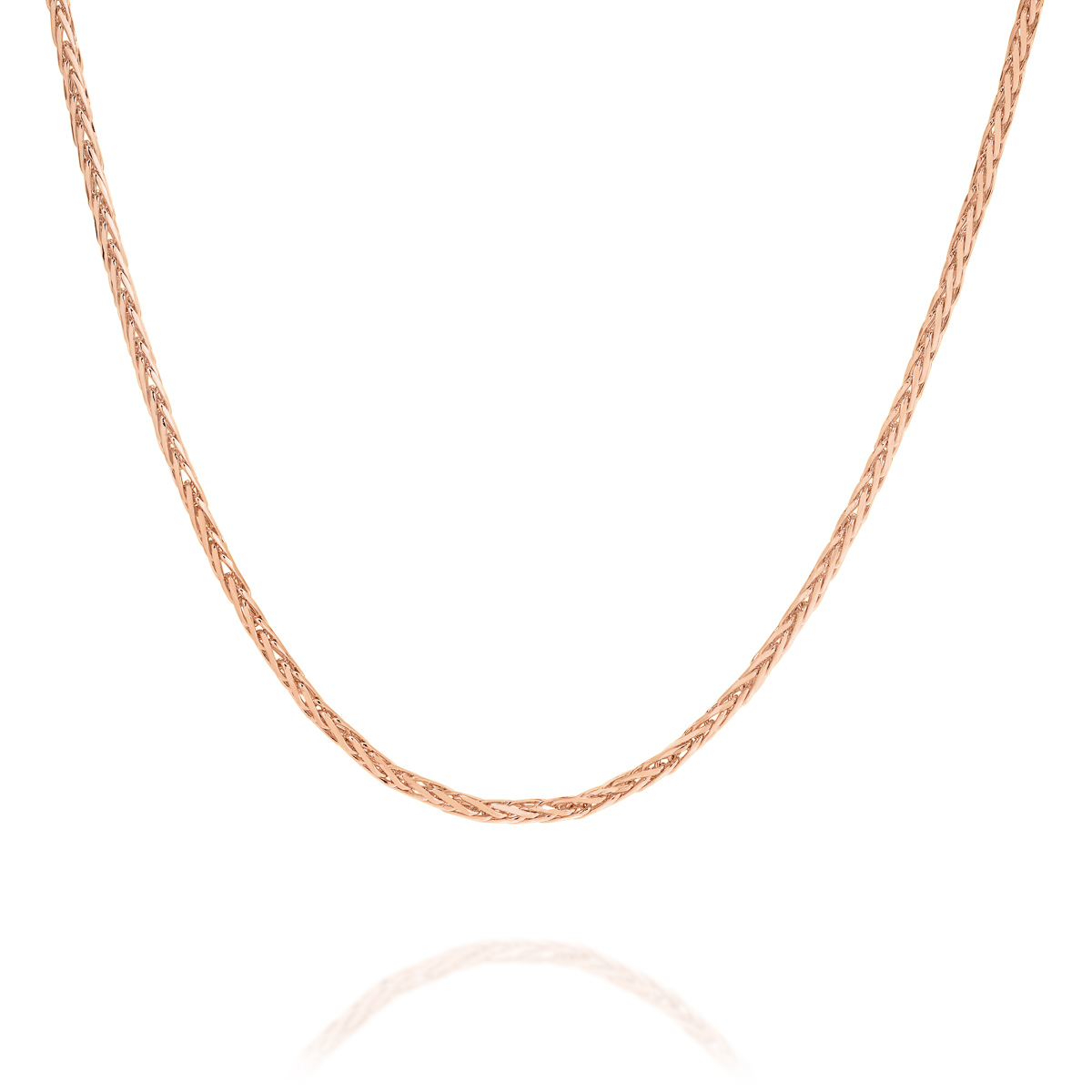 18K Rose Gold Wheat Link Diamond Cut Chain &#8211; Small