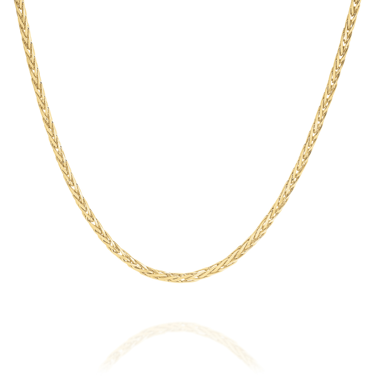 18K Yellow Gold Wheat Link Diamond Cut Chain &#8211; Medium